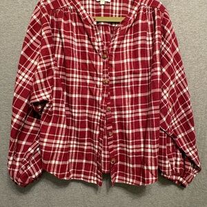 ANDREE BY UNIT Red Plaid Button Down Shirt